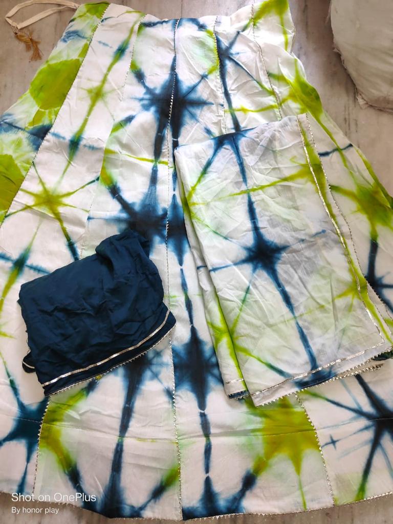 Beautiful Designer Rajasthani Upara Silk Shibori Battik Print Lehenga Choli