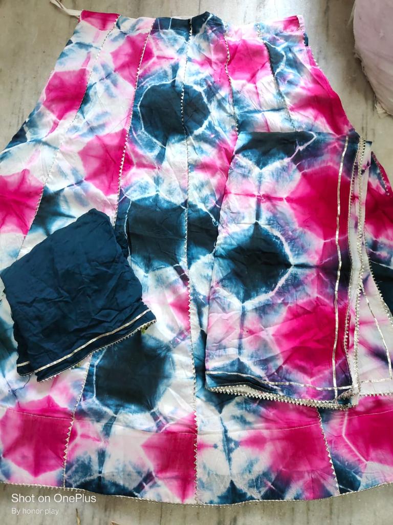 Beautiful Designer Rajasthani Upara Silk Shibori Battik Print Lehenga Choli