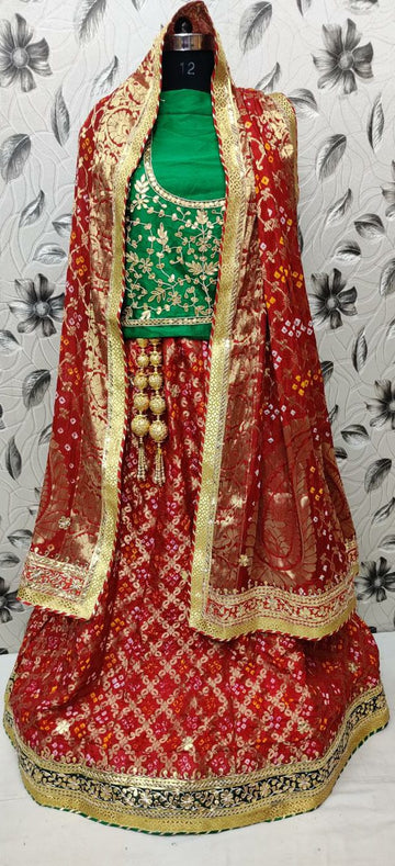 Beautiful Designer Rajasthani Bandhej Gahdchola Lehenga Choli