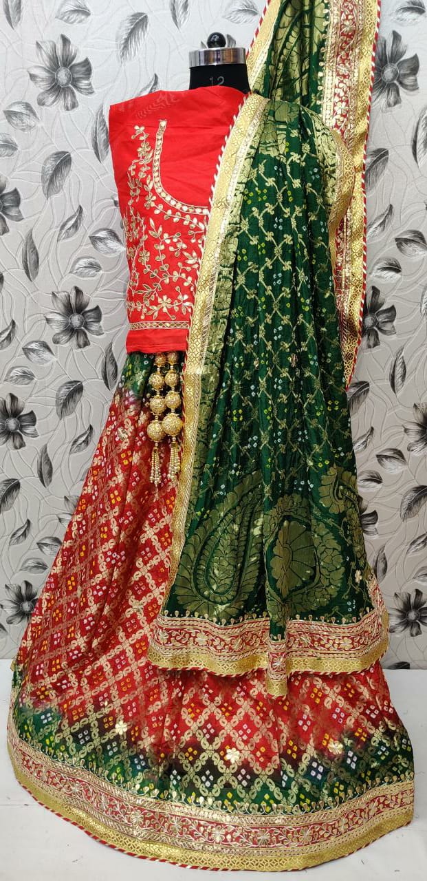 Beautiful Designer Rajasthani Bandhej Gahdchola Lehenga Choli