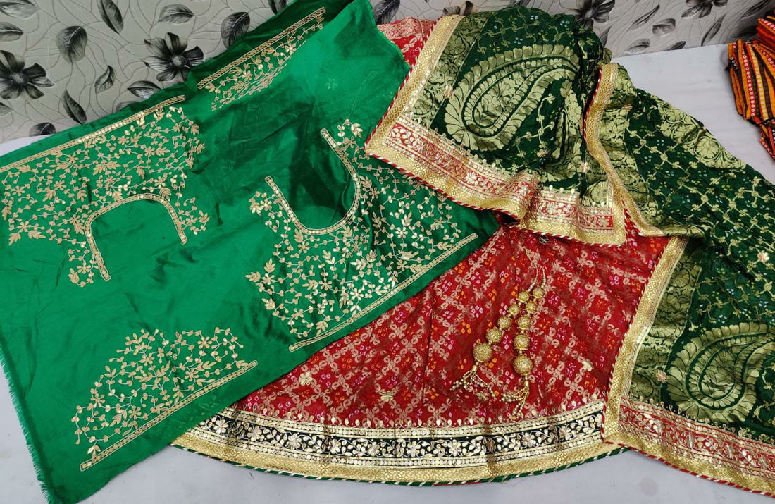 Beautiful Designer Rajasthani Bandhej Gahdchola Lehenga Choli
