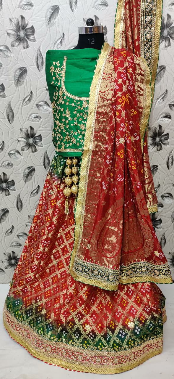 Beautiful Designer Rajasthani Bandhej Gahdchola Lehenga Choli