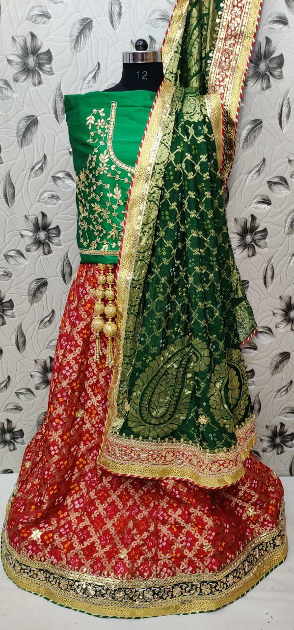 Beautiful Designer Rajasthani Bandhej Gahdchola Lehenga Choli