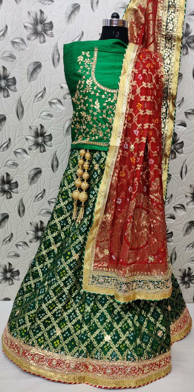 Beautiful Designer Rajasthani Bandhej Gahdchola Lehenga Choli