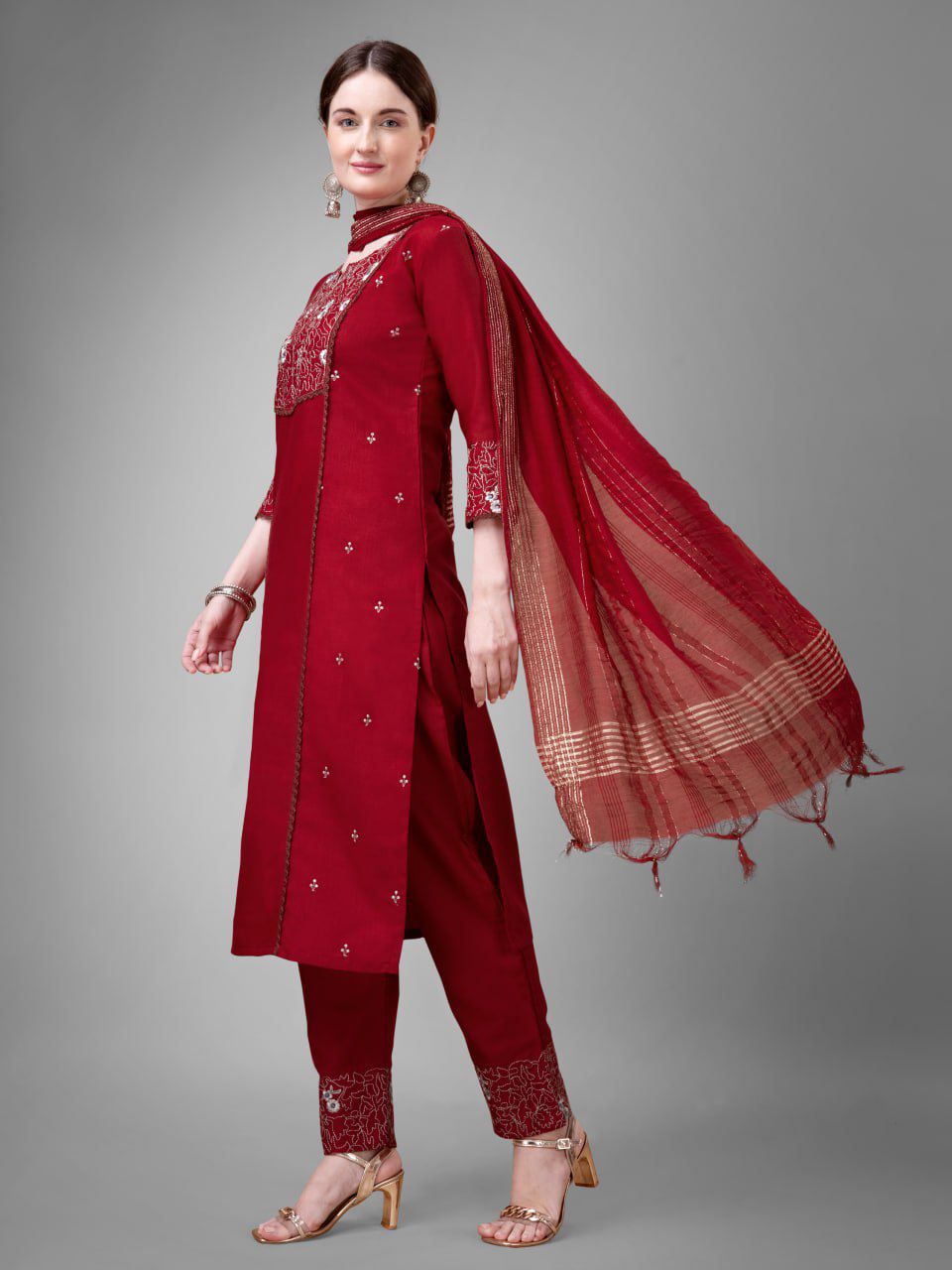 Beautiful Designer Party Wear Kurti Pant Dupatta Salwar Suit