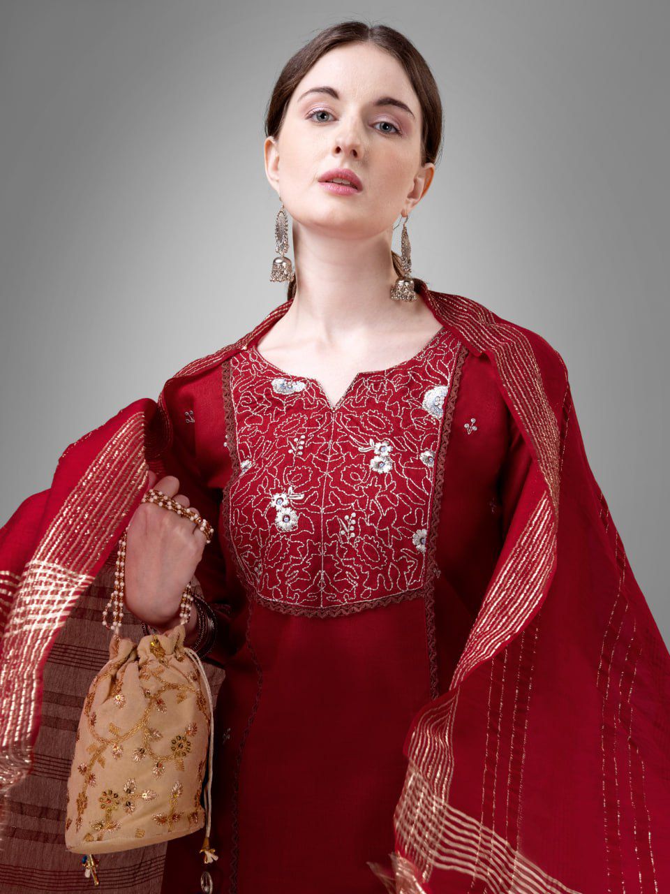 Beautiful Designer Party Wear Kurti Pant Dupatta Salwar Suit