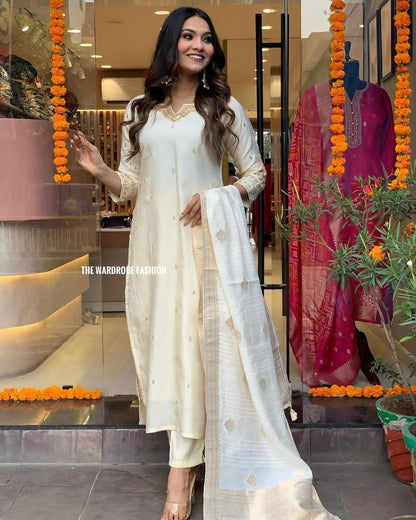 Beautiful Designer Party Wear Chanderi Silk Salwar Suit