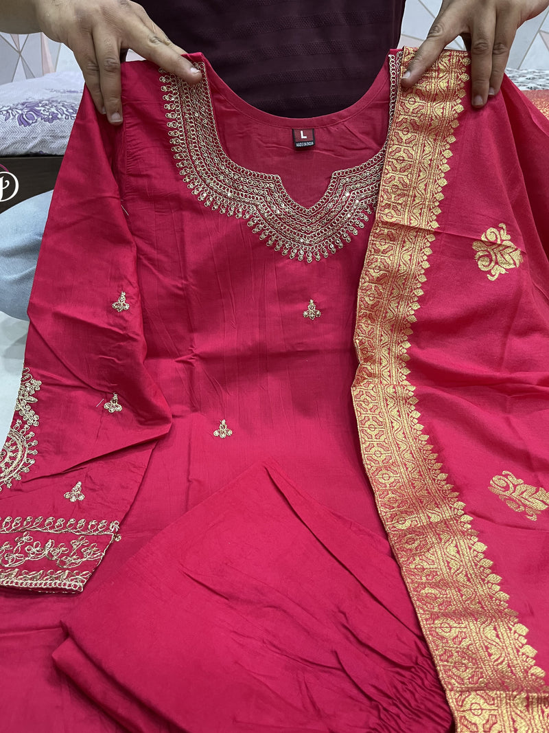 Beautiful Designer Party Wear Chanderi Silk Salwar Suit