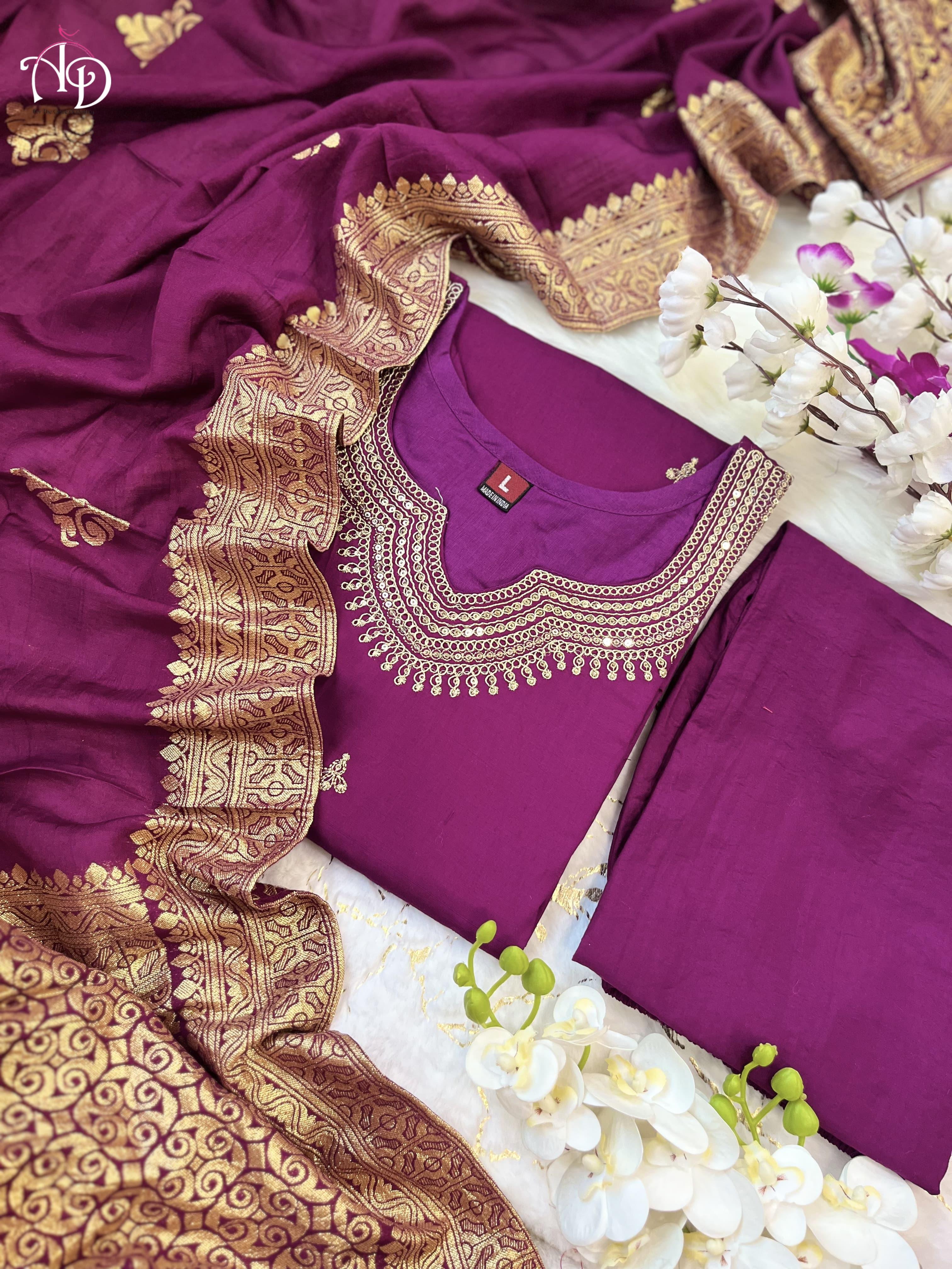 Beautiful Designer Party Wear Chanderi Silk Salwar Suit