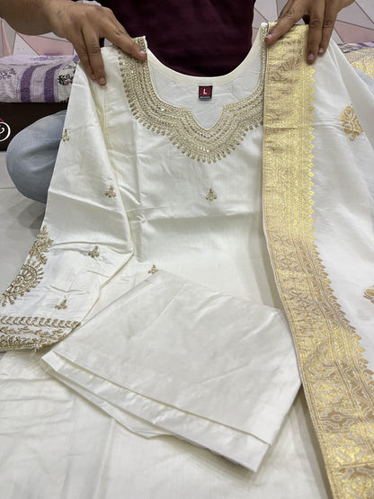 Beautiful Designer Party Wear Chanderi Silk Salwar Suit