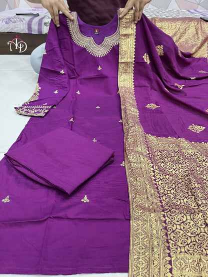 Beautiful Designer Party Wear Chanderi Silk Salwar Suit