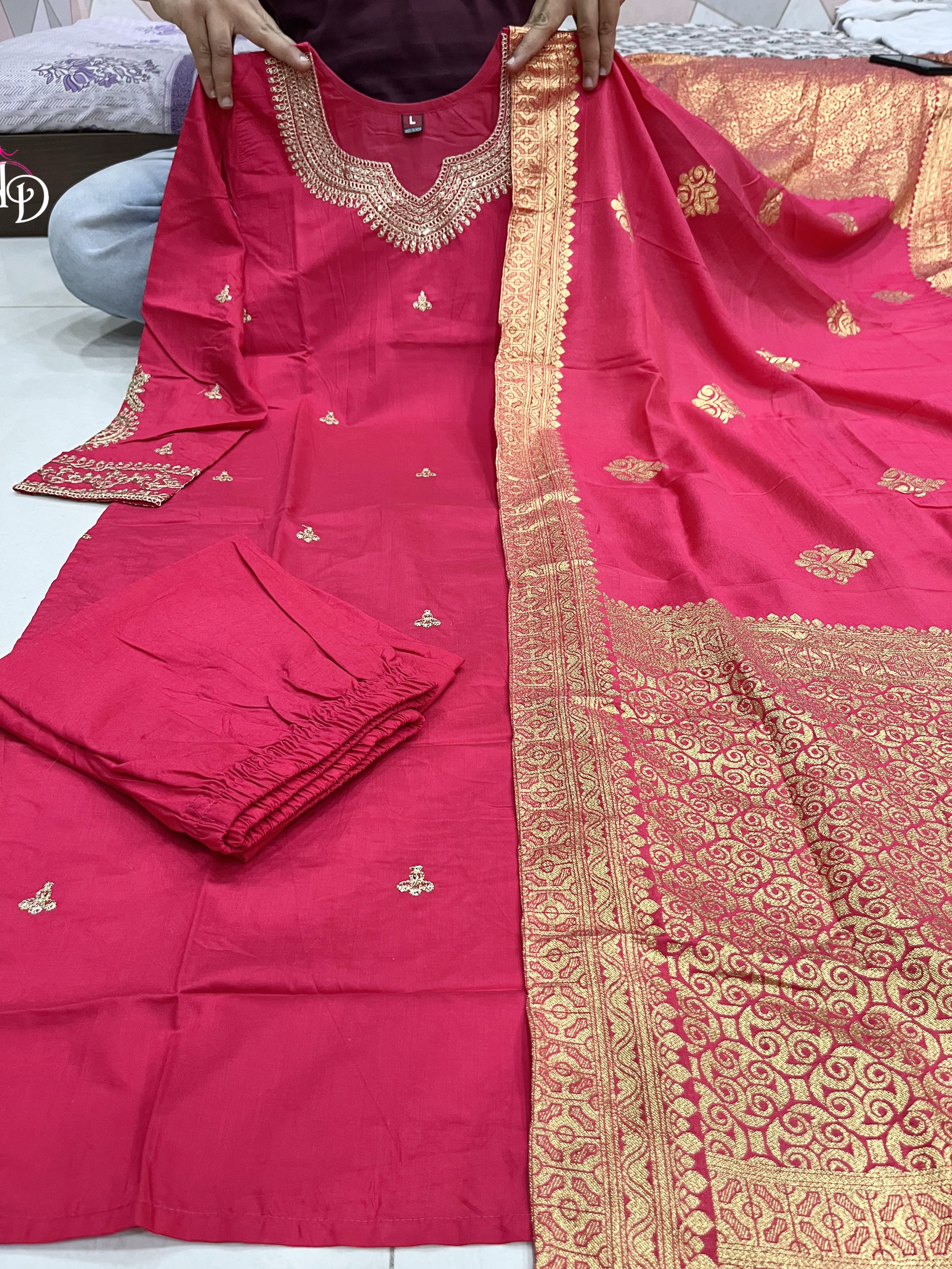 Beautiful Designer Party Wear Chanderi Silk Salwar Suit
