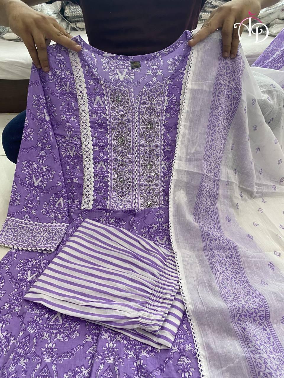 Beautiful Designer Party Wear Pure Cotton Salwar Suit