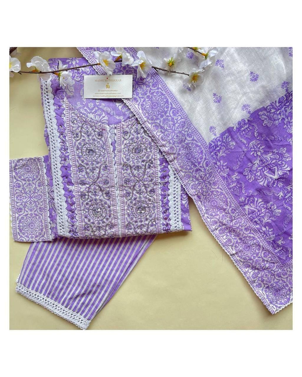 Beautiful Designer Party Wear Pure Cotton Salwar Suit