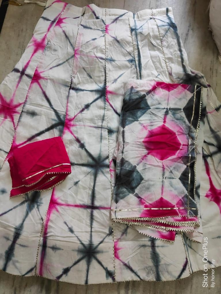 Beautiful Designer Rajasthani Upara Silk Shibori Battik Print Lehenga Choli