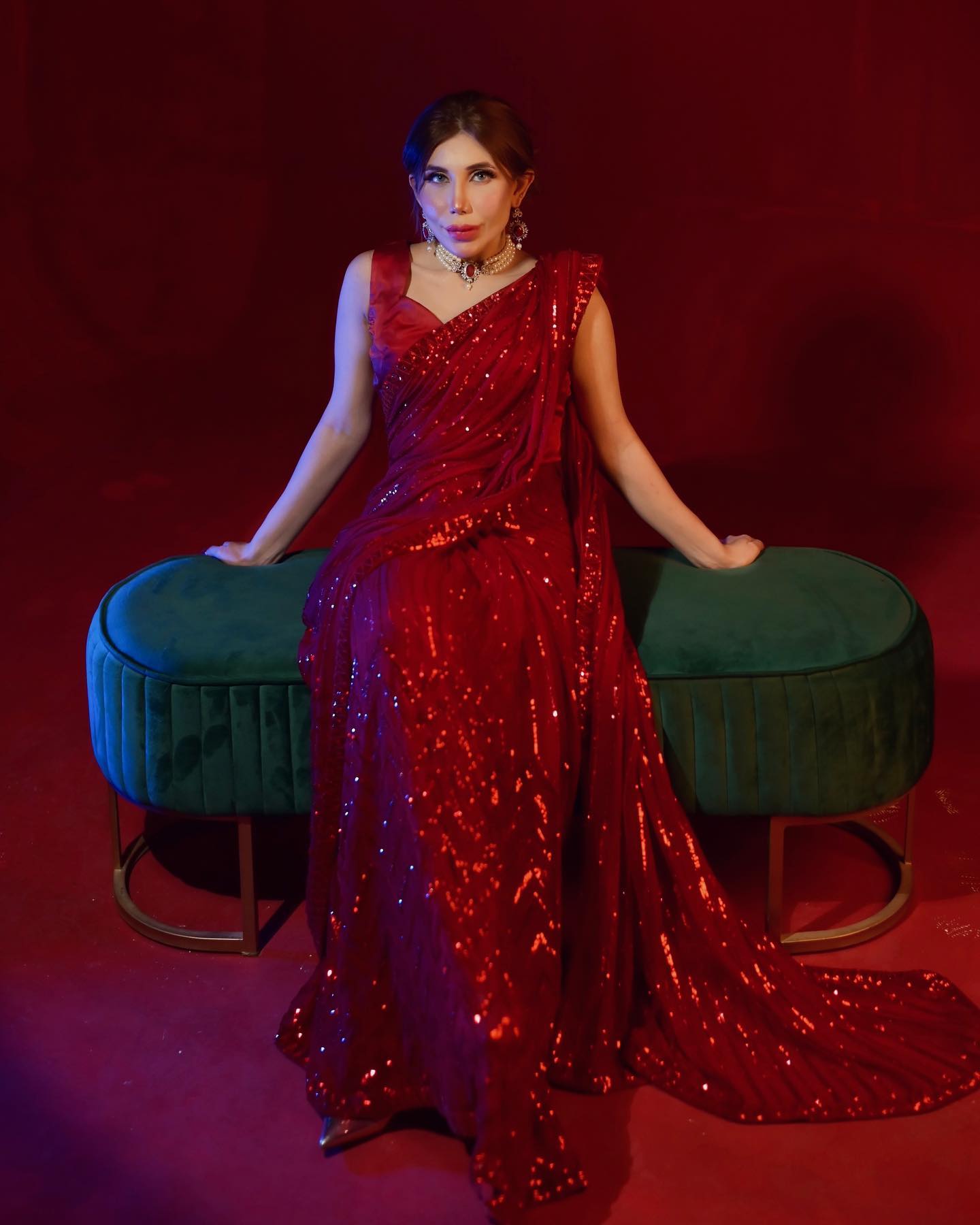 Beautiful Designer Party Wear Georgette  Sequence Saree