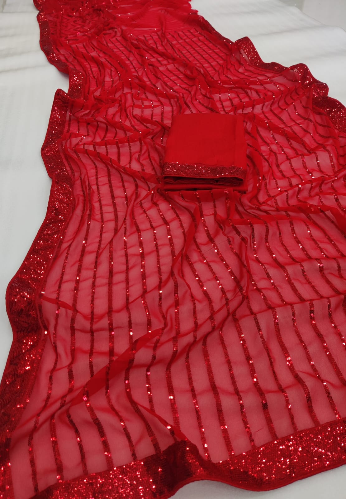 Beautiful Designer Party Wear Georgette  Sequence Saree