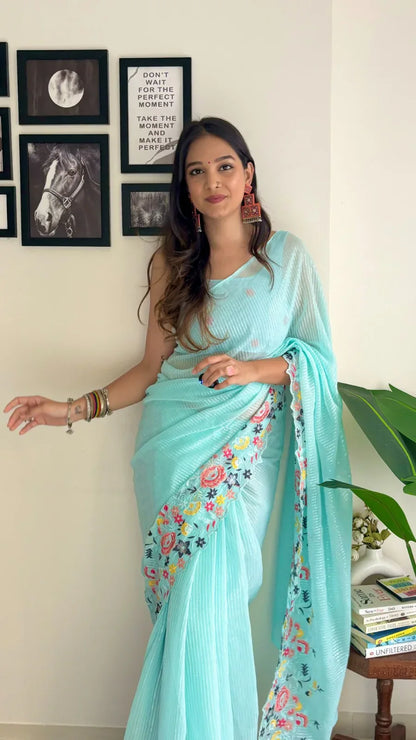 Beautiful Designer Heavy Georgette With Sequence Saree