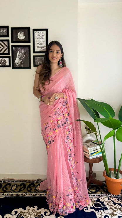 Beautiful Designer Heavy Georgette With Sequence Saree