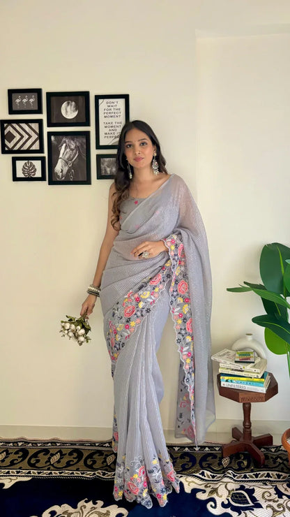 Beautiful Designer Heavy Georgette With Sequence Saree