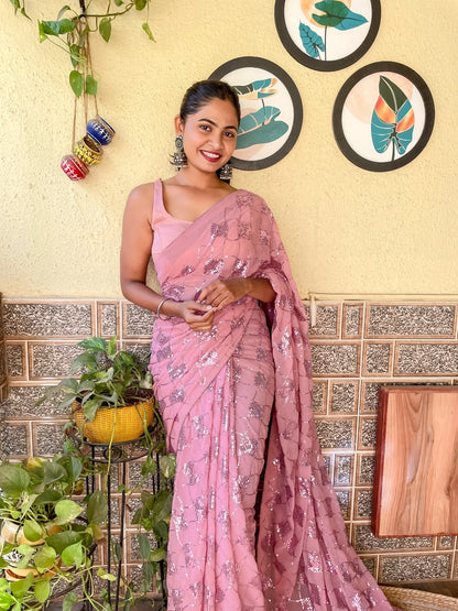 Beautiful Designer Heavy Georgette With Sequence Saree