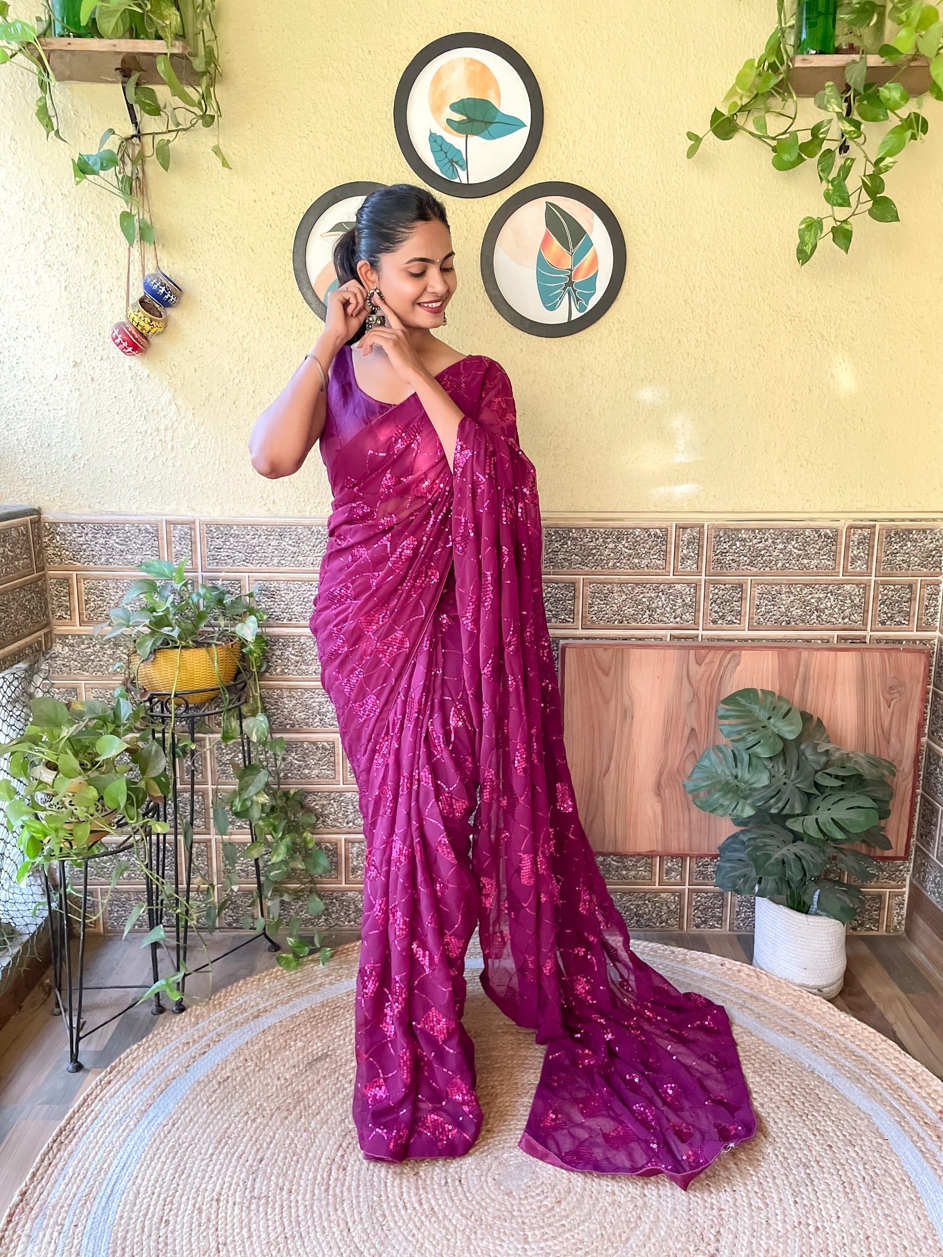 Beautiful Designer Heavy Georgette With Sequence Saree