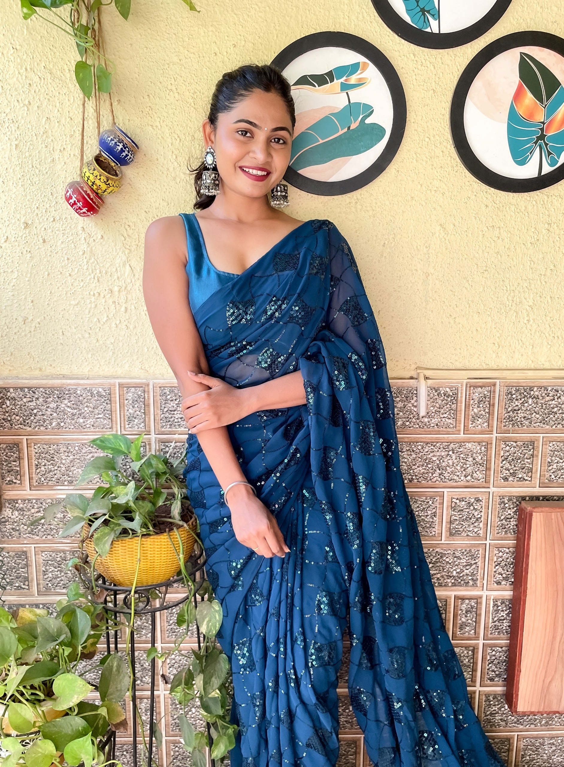 Beautiful Designer Heavy Georgette With Sequence Saree