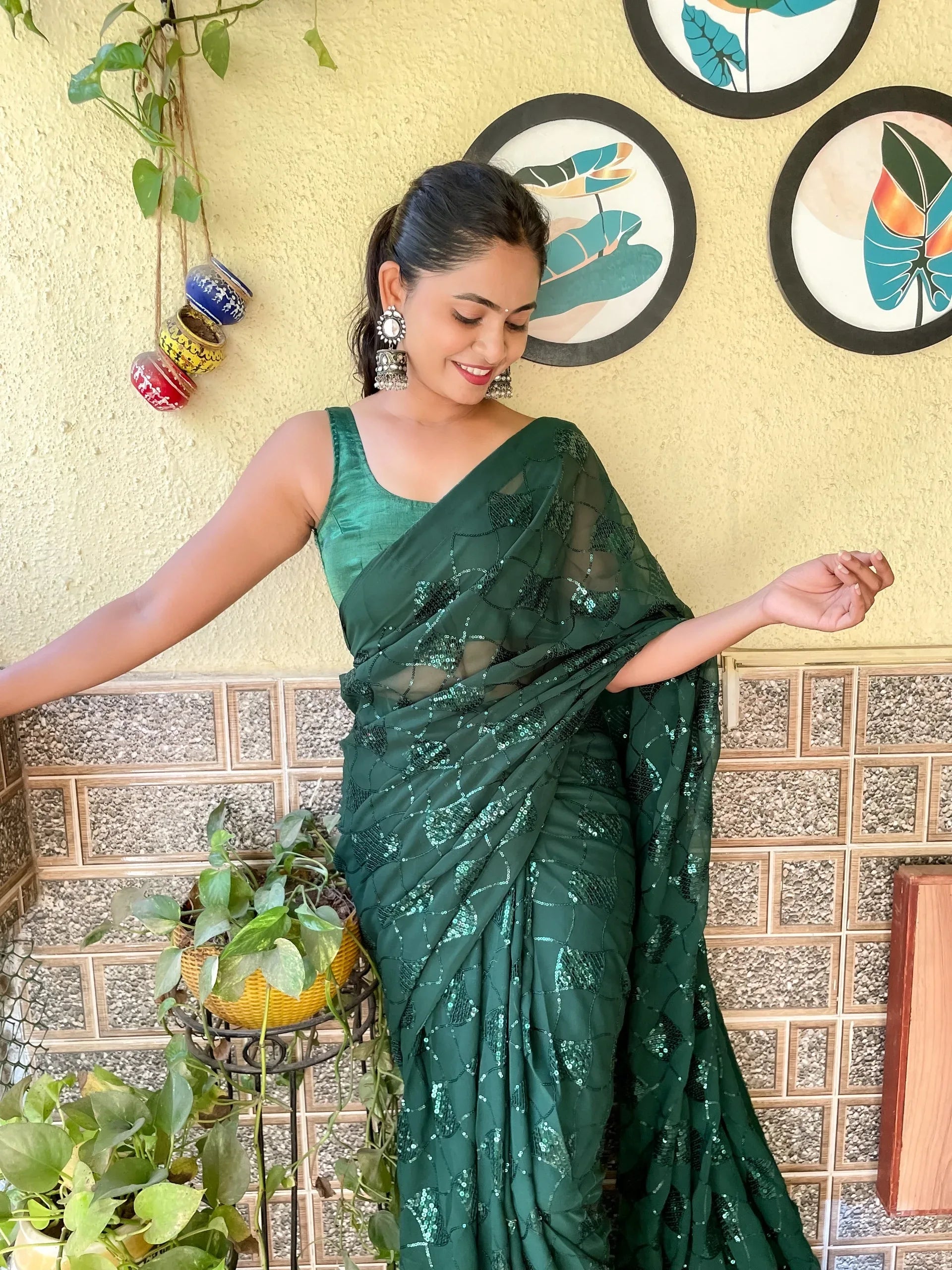 Beautiful Designer Heavy Georgette With Sequence Saree