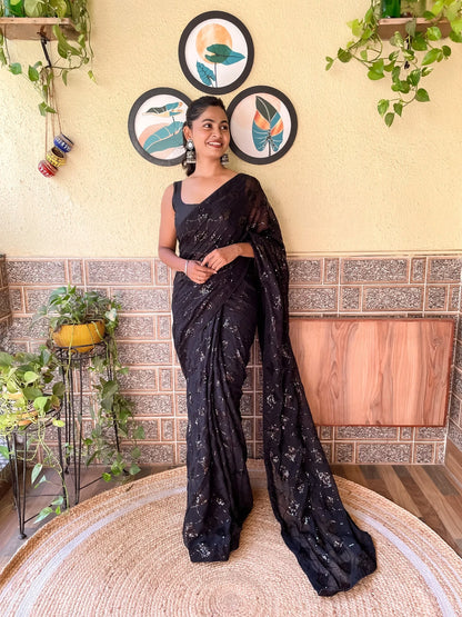 Beautiful Designer Heavy Georgette With Sequence Saree