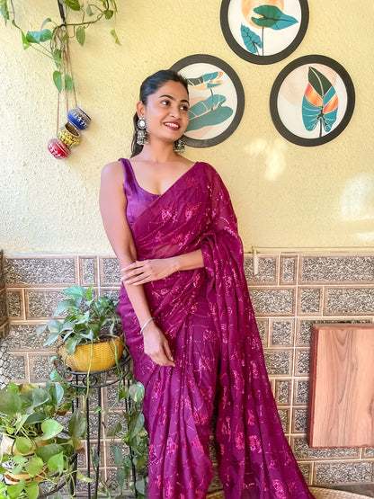 Beautiful Designer Heavy Georgette With Sequence Saree