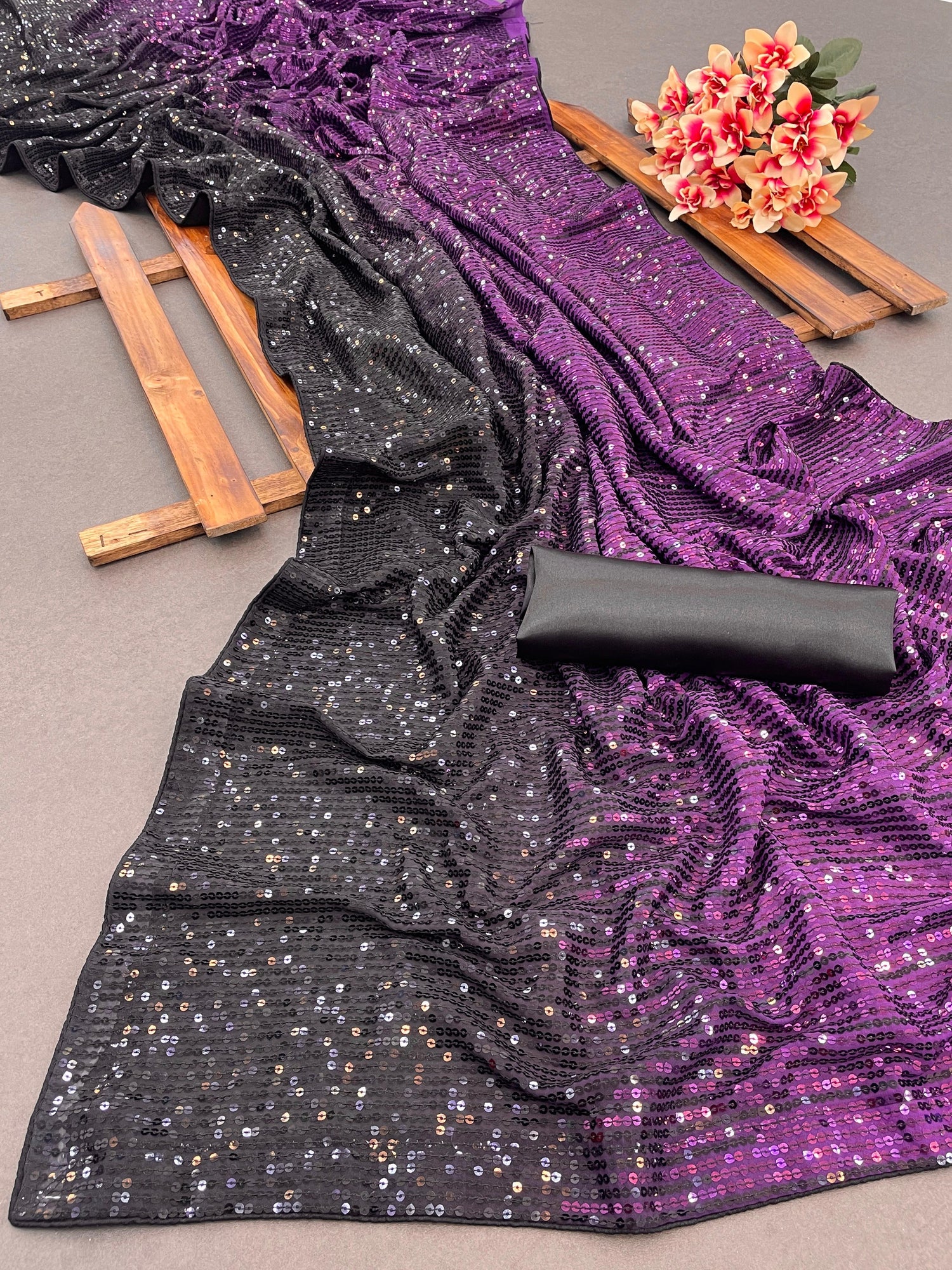 Beautiful Designer Heavy Georgette With Sequence Saree