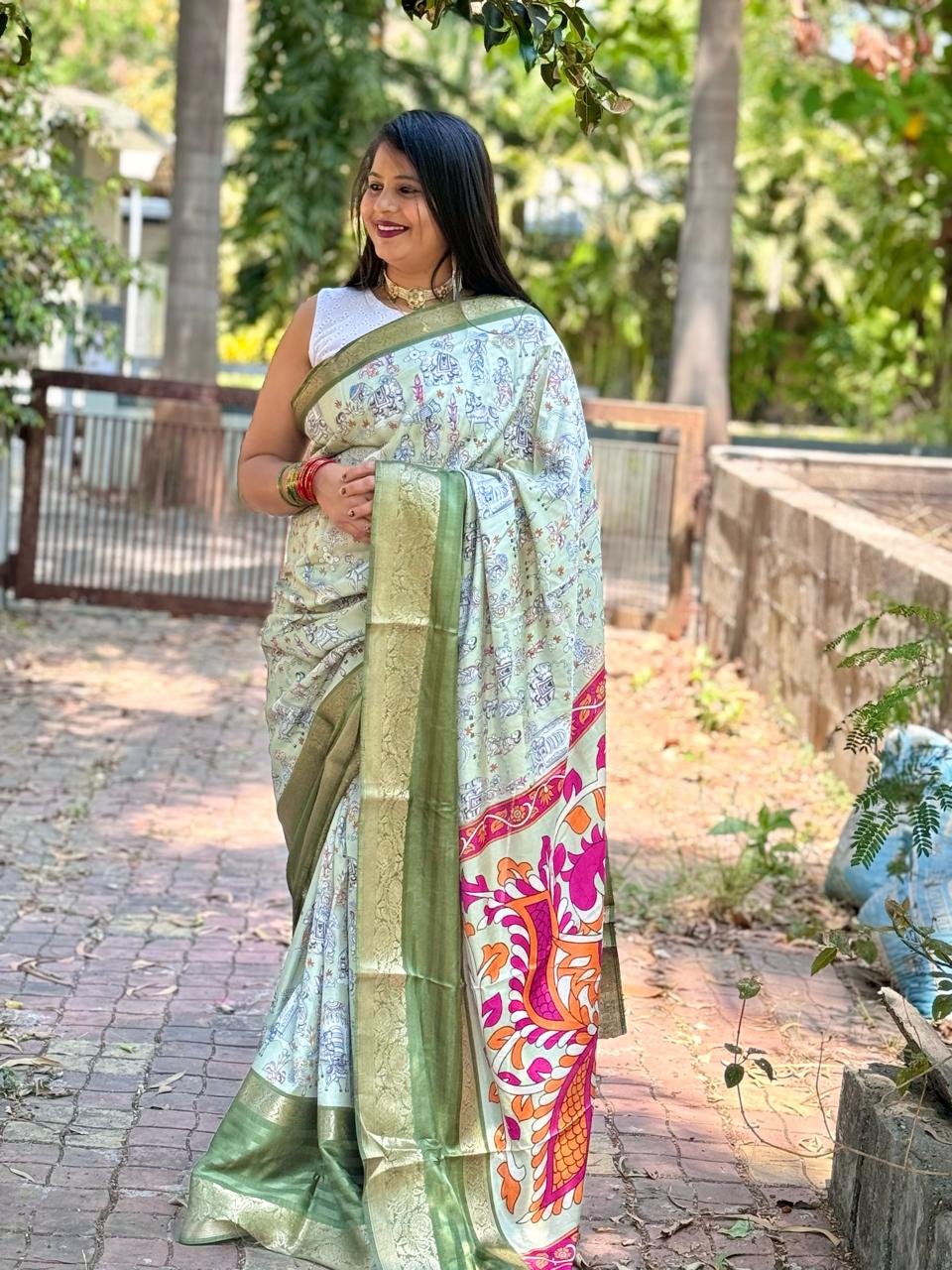 Beautiful Designer Summer Special Soft Digital Print Dola Silk Saree