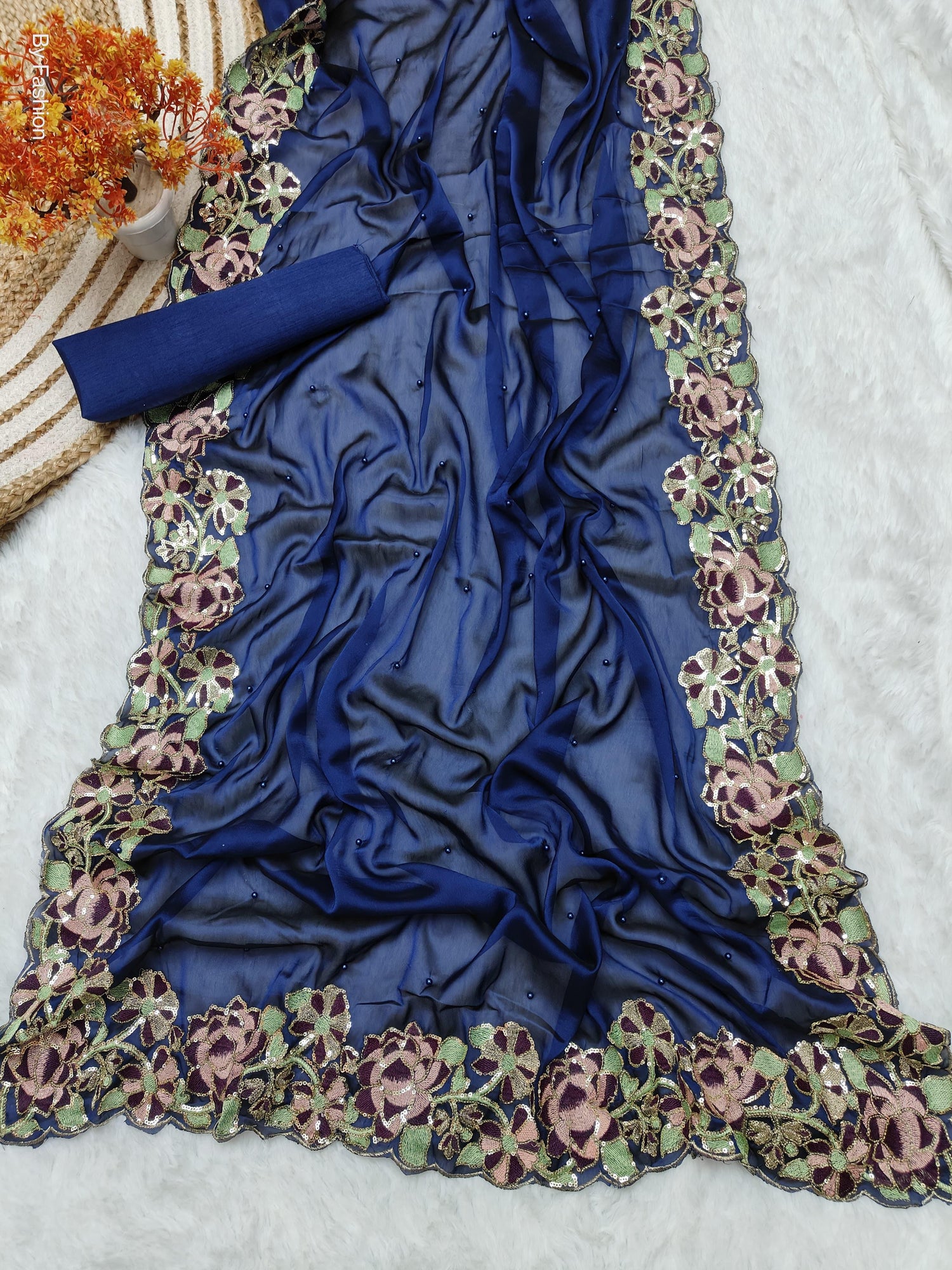 Beautiful Designer Heavy Georgette With Sequence Saree
