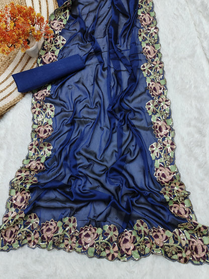 Beautiful Designer Heavy Georgette With Sequence Saree
