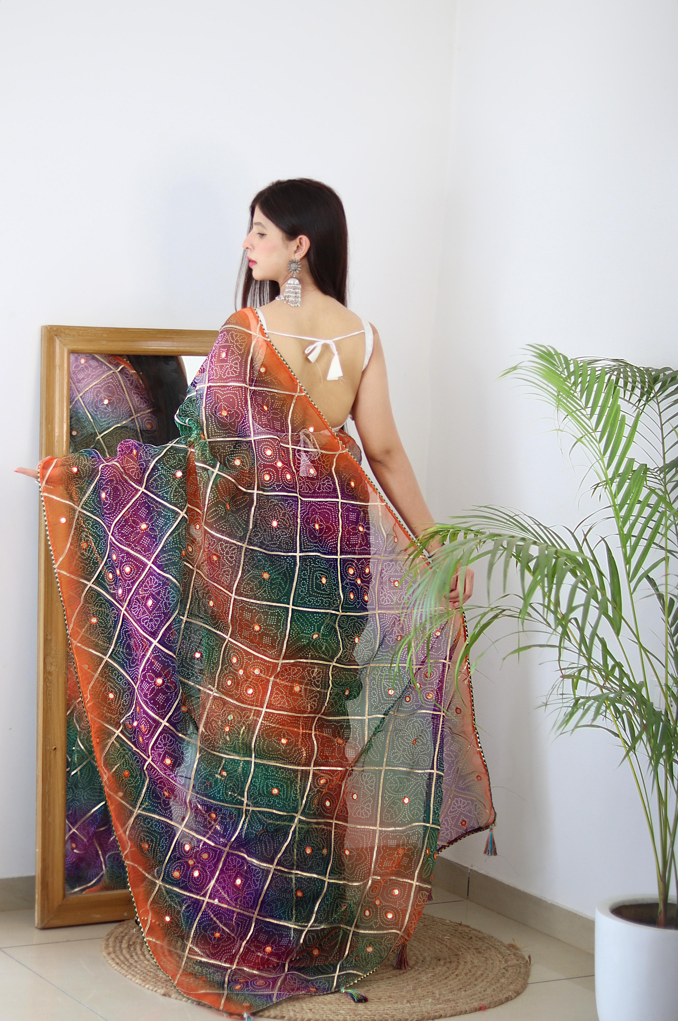 Beautiful Designer Pure Soft Bandhani Organza Saree