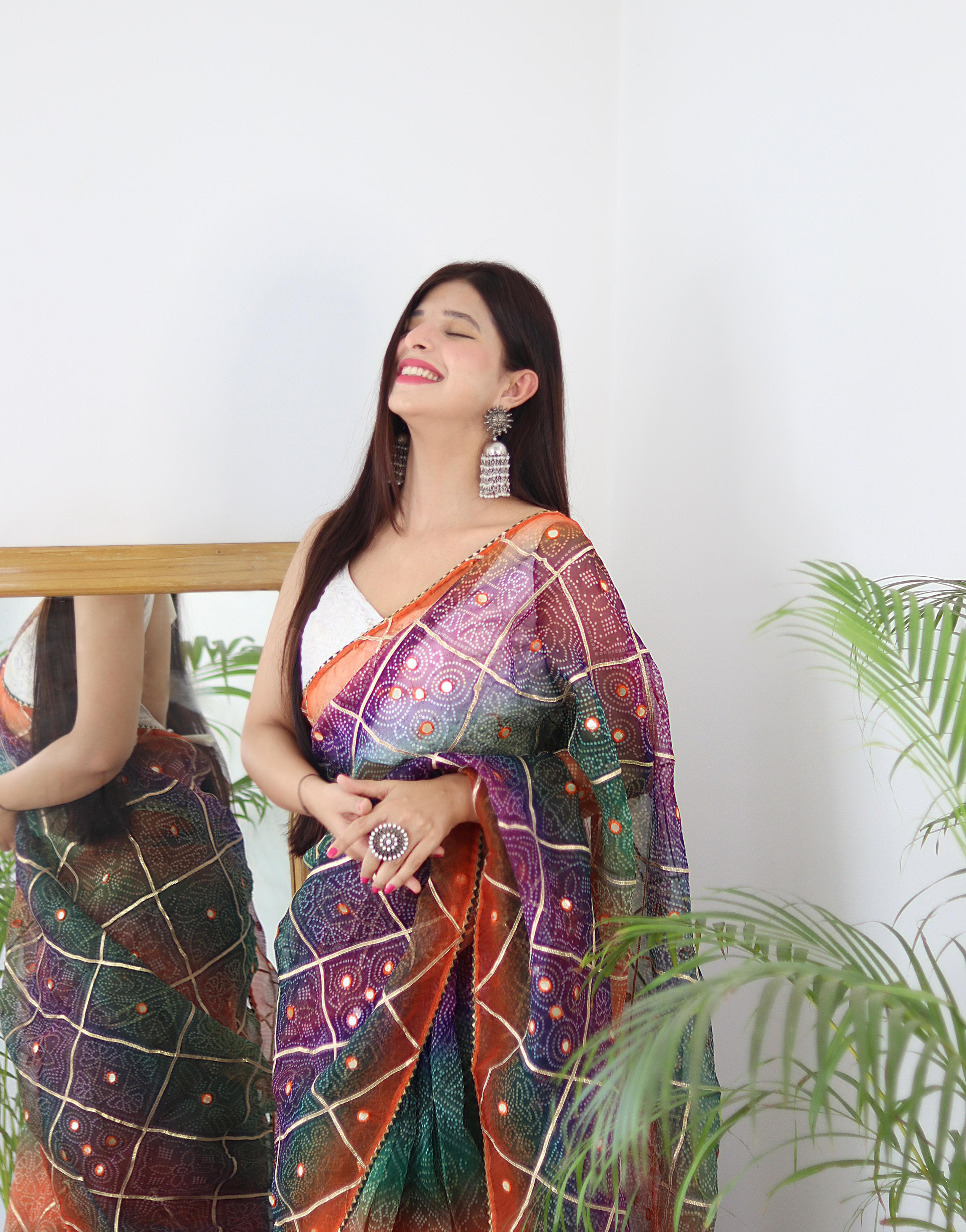 Beautiful Designer Pure Soft Bandhani Organza Saree