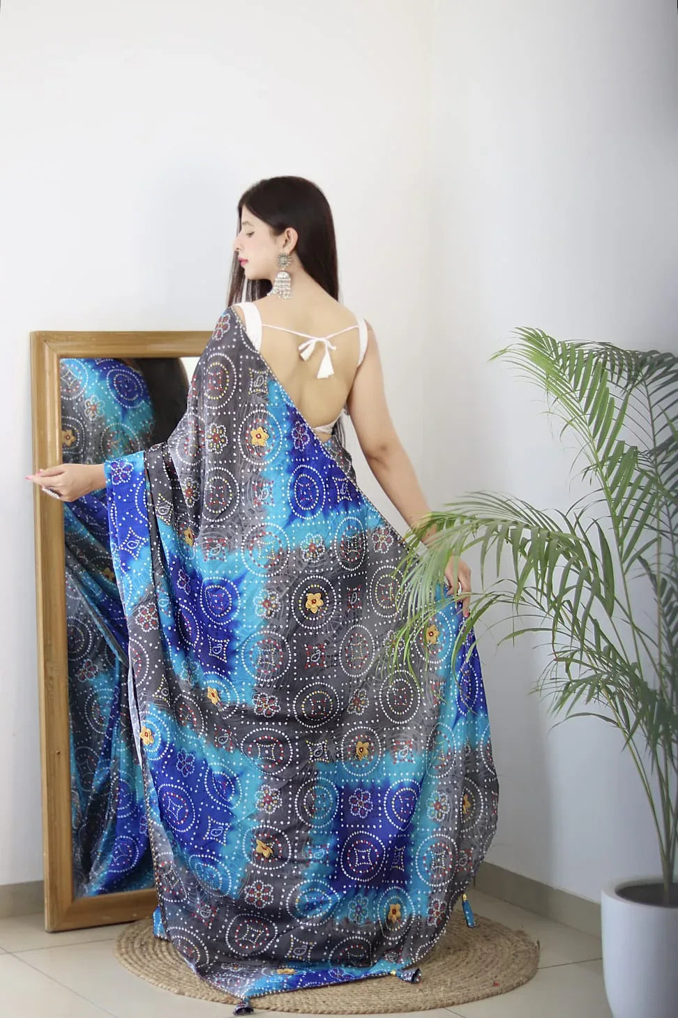 Beautiful Designer Pure Soft Bandhani Satin Silk Saree