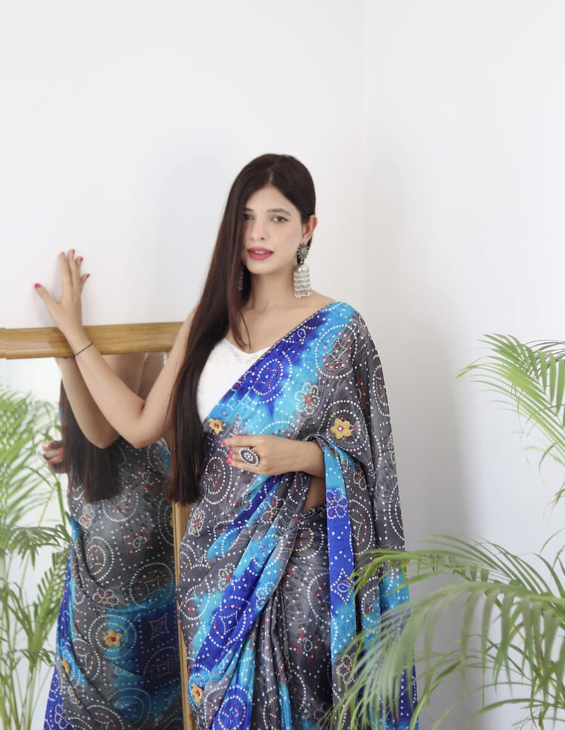 Beautiful Designer Pure Soft Bandhani Satin Silk Saree