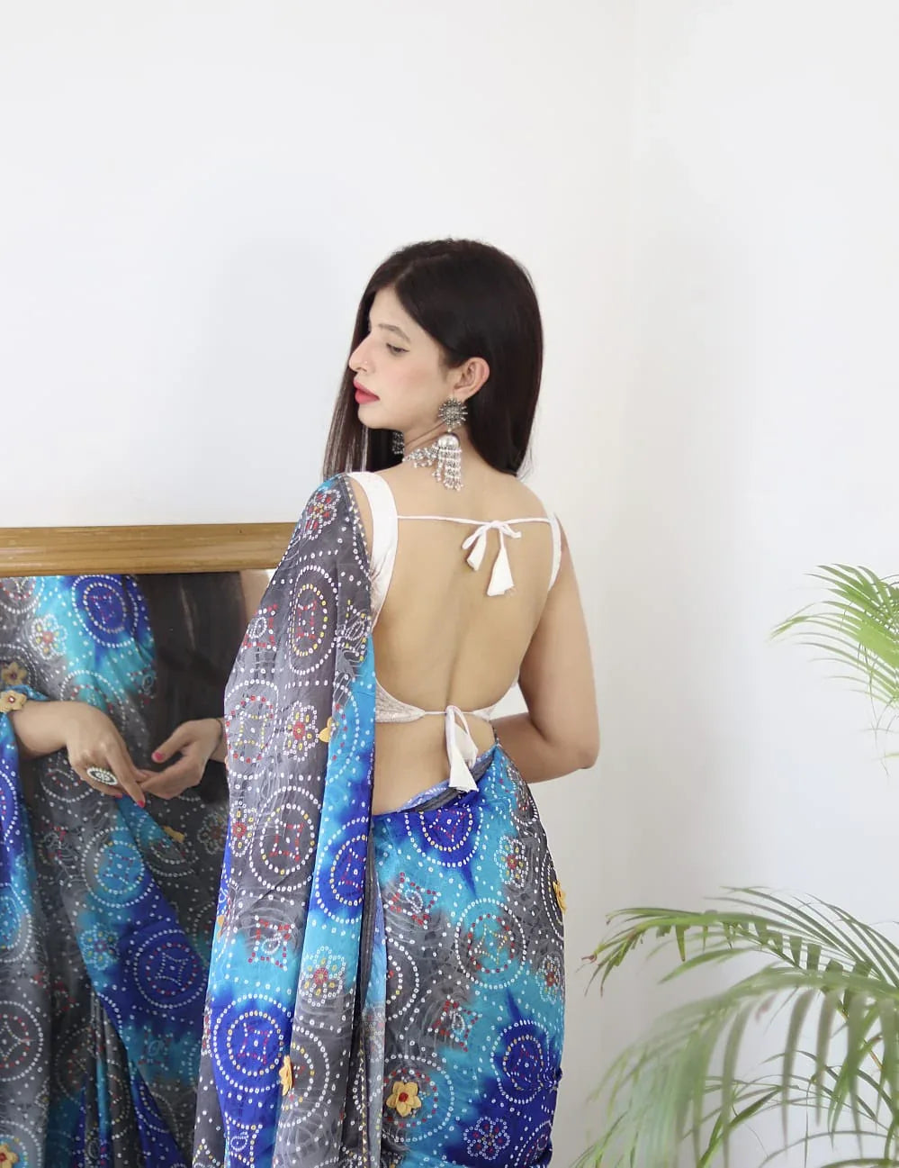 Beautiful Designer Pure Soft Bandhani Satin Silk Saree
