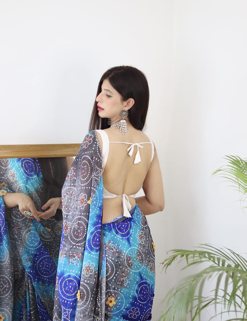 Beautiful Designer Pure Soft Bandhani Satin Silk Saree