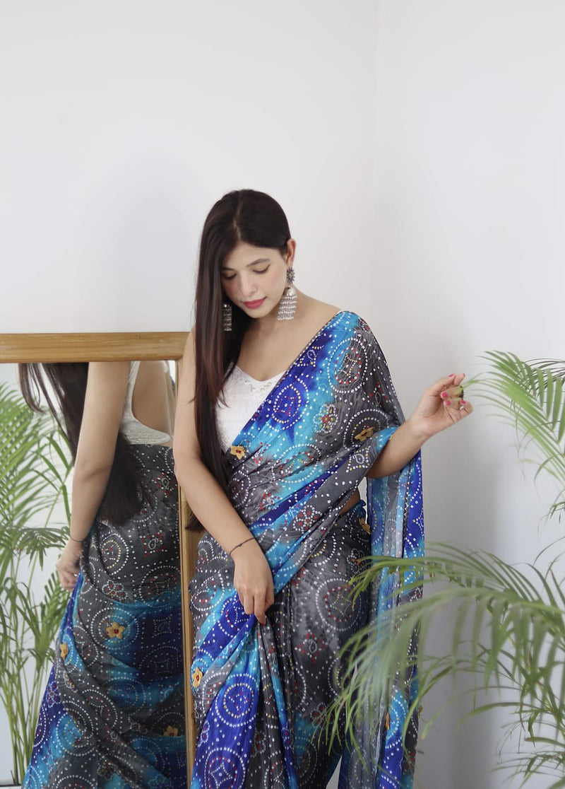 Beautiful Designer Pure Soft Bandhani Satin Silk Saree