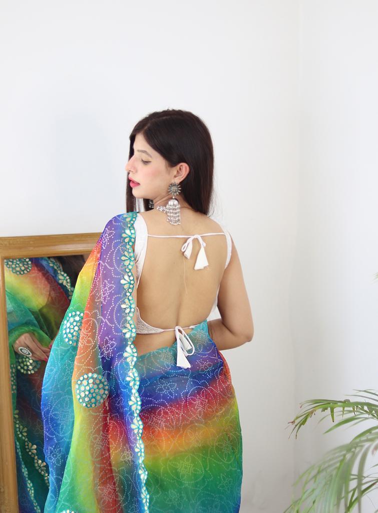 Beautiful Designer Pure Soft Bandhani Organza Saree