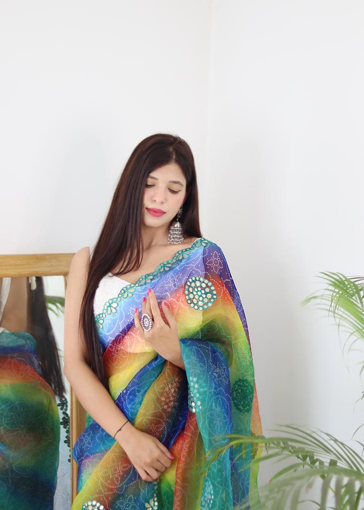Beautiful Designer Pure Soft Bandhani Organza Saree