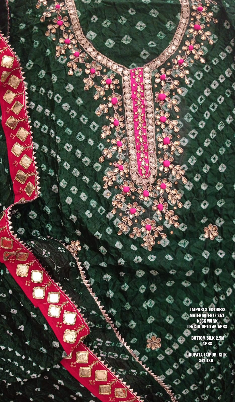 Beautiful Designer Rajasthani Bandhej Gotta Patti Salwar Suit