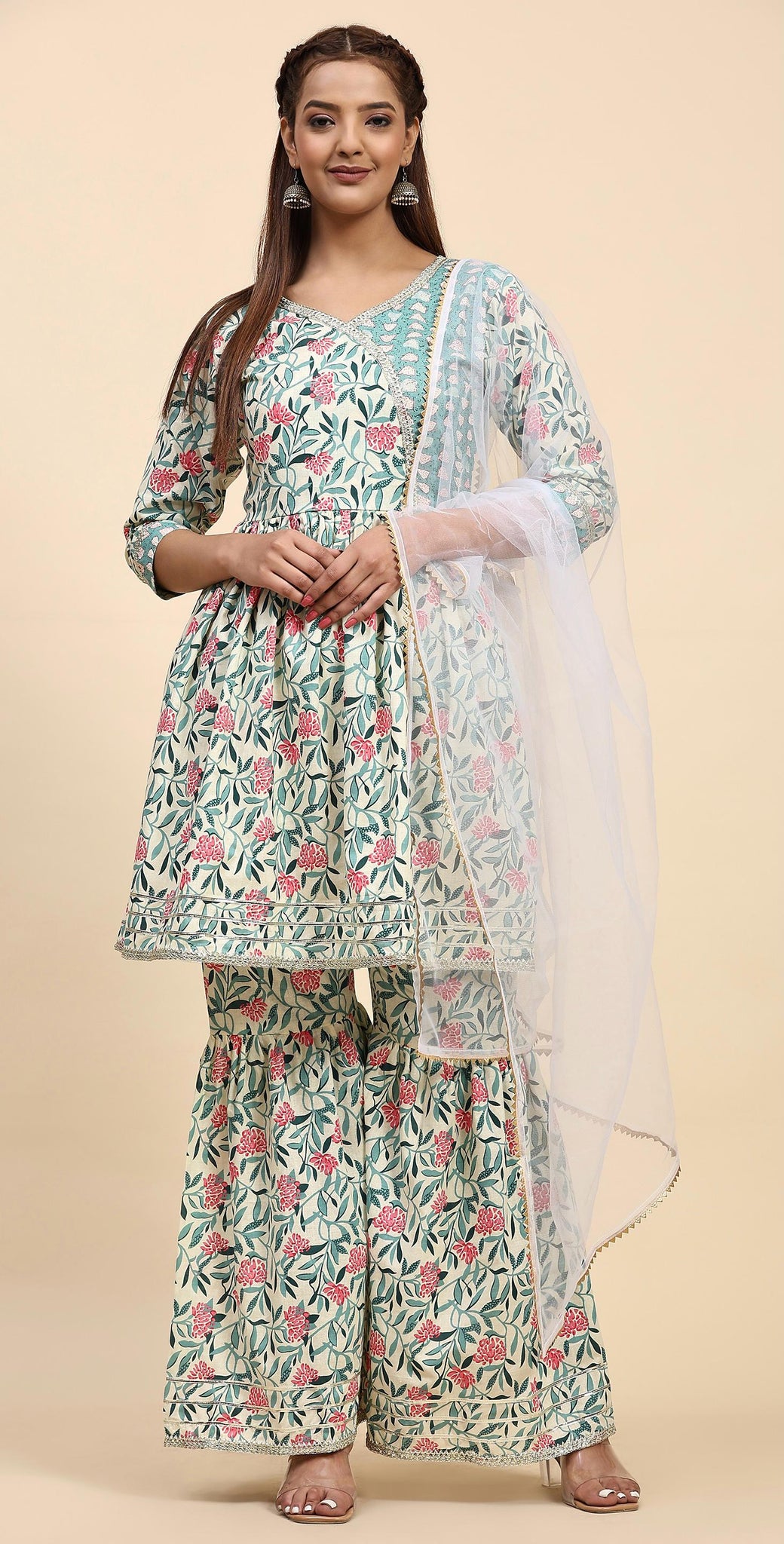 Beautiful Designer Party Wear Anarkali Pure Cotton Salwar Suit