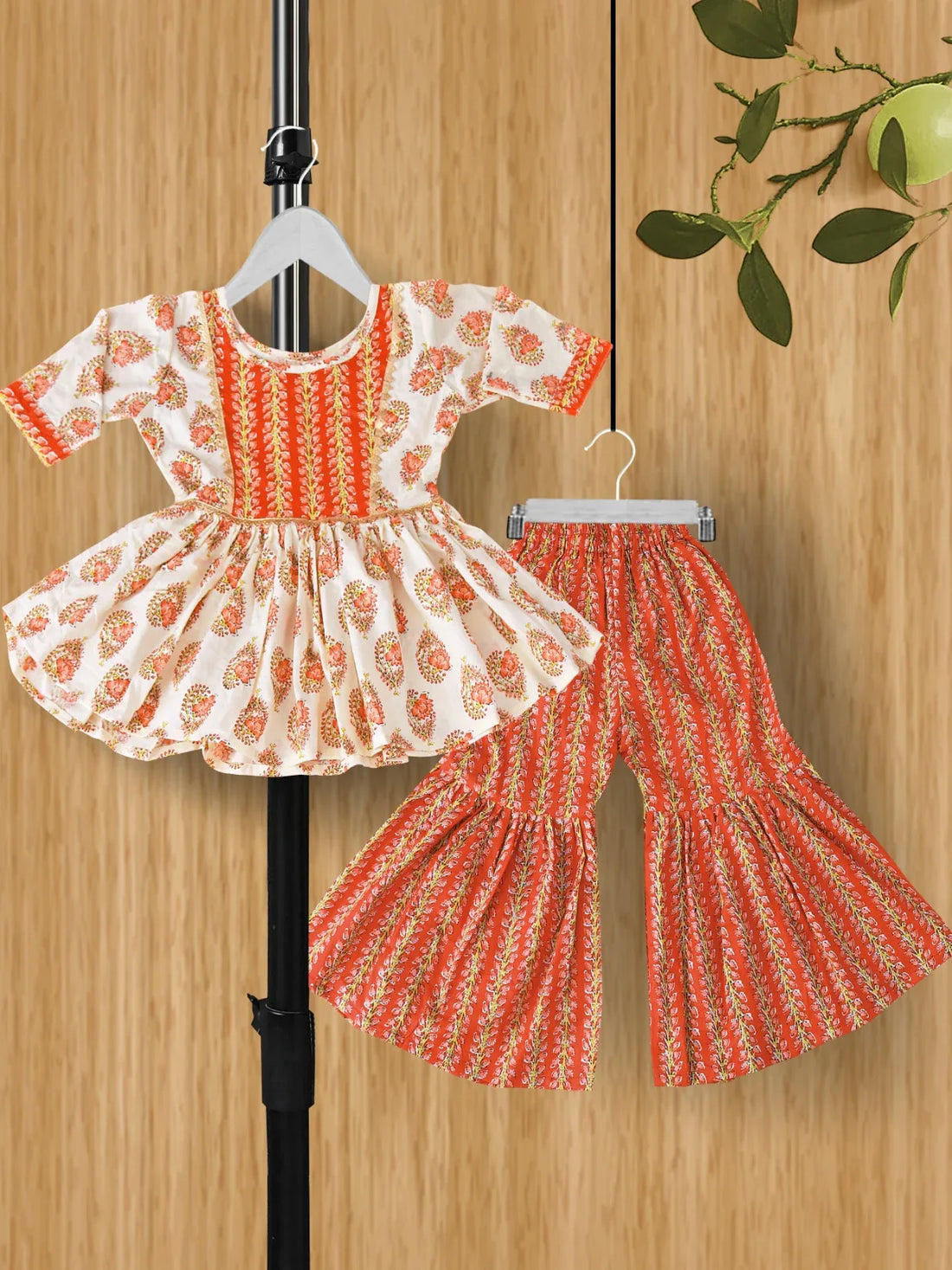 Beautiful Designer Kids Girls Floral Kediya with Sharara and Dhoti