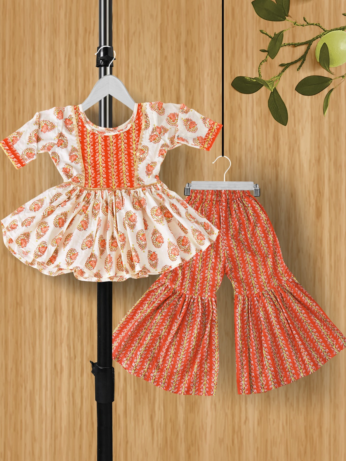 Beautiful Designer Kids Girls Floral Kediya with Sharara and Dhoti