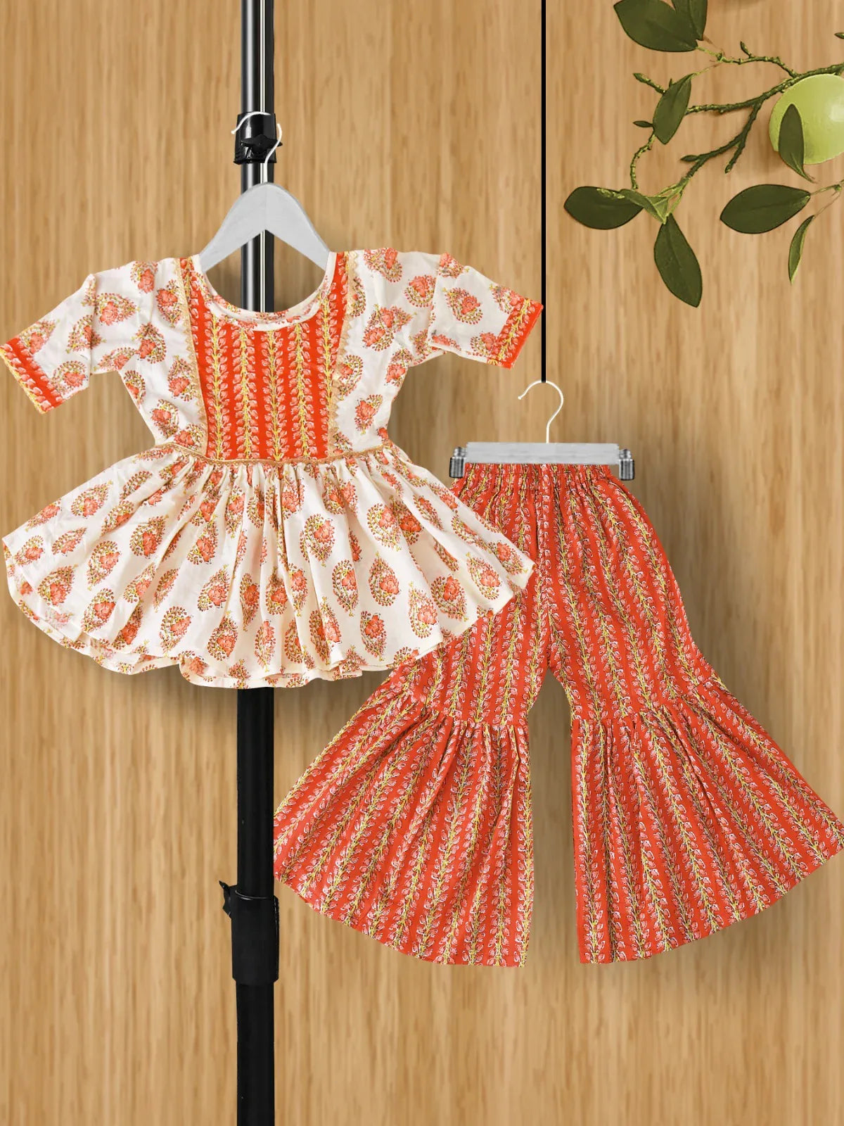 Beautiful Designer Kids Girls Floral Kediya with Sharara and Dhoti