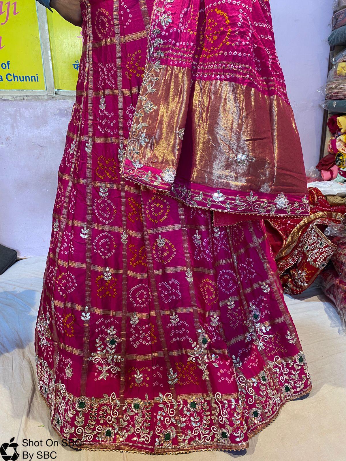 Rani Pink Rajasthani Bandhej Gahdchola Lehenga Choli