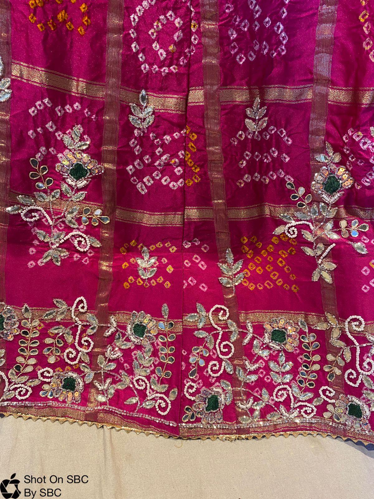 Rani Pink Rajasthani Bandhej Gahdchola Lehenga Choli